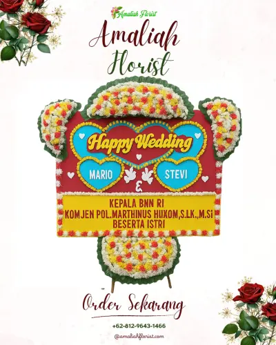 Karangan Papan Bunga Pernikahan di Tanobato